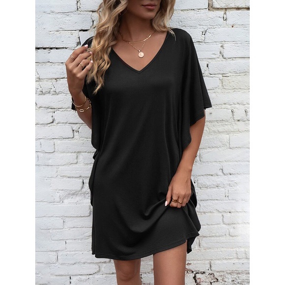 🖤 BOHO BASIC BLACK BATWING SLEEVE DRESS! - Picture 5 of 5